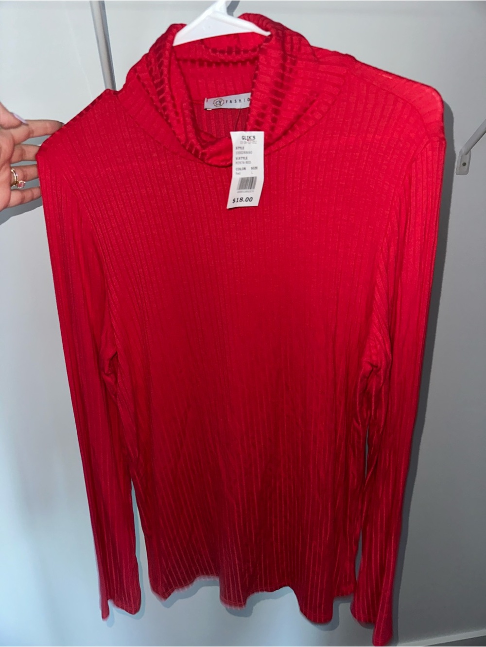 NWT Red Ribbed Turtle Neck Sweater Top - Women